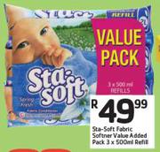 Sta-Soft Fabric Softner Value Added Pack Refill-3X500ml