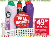 Sunlight Dishwashing Liquid, Handy Andy All Purpose Cleaner And Domestos Thick Bleach 3X750ml Combo 