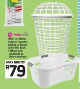 Missmolly Silver Or White Hipster Laundry Basket Or Dome Linen Bin-Each