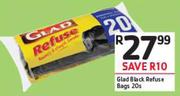 Glad Black Refuse Bags 20s