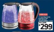 Mellerware 1.7Ltr Glass Kettle With Blue Or Red LED Light-Each