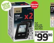 PnP 10W LED Floodlight Twin Pack