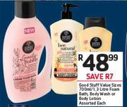 Good Stuff Value Sizes 700ml/1,3Ltr Foam Bath, Body Wash Or Body Lotion-Each