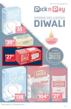 Pick n Pay Eastern Cape : Wishing You A Joyous Diwali (10 Oct - 22 Oct 2017), page 1