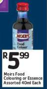 Moirs Food Colouring Or Essence Assorted-40ml