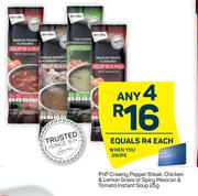 PnP Creamy Pepper Steak,Chicken & Lemon Grass Or Spicy Mexican & Tomato Instant Soup-Any 4 x 25g