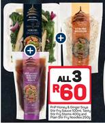 PnP Honey & Ginger Soya Stir Fry Sauce 100ml,Tasty Stir Fry Stems 400g-All 3