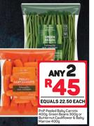 PnP Peeled Baby Carrots 400g,Green Beans 300g Or Butternut Cauliflower & Baby Marrow 400g-Any 2