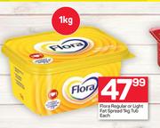 Flora Regular Or Light Fat Spread Tub-1Kg Each