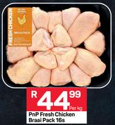 PnP Fresh Chicken Braai Pack 16's Pack-Per kg