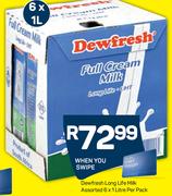 Dewfresh Long Life Milk Assorted-6x1Ltr per Pack