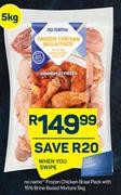 No Name Frozen Chicken Braai Pack With 15% Brine Based Mixture-5Kg