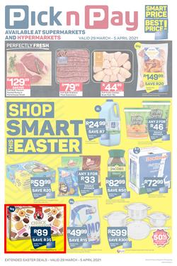 Pick n Pay Gauteng, Free State, North West, Mpumalanga, Limpopo, Northern Cape : Shop Smart This Easter (29 March - 05 April 2021), page 1
