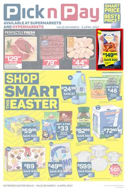 Pick n Pay Gauteng, Free State, North West, Mpumalanga, Limpopo, Northern Cape : Shop Smart This Easter (29 March - 05 April 2021), page 1