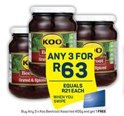 Buy Any 3 x Koo Beetroot Assorted 405g And Get 1 Free