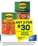 Koo Creamstyle Sweetcorn 415g Or Whole Kernel Corn 410g-For 2