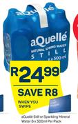 Aquelle Still Or Sparkling Mineral Water-6 x 500ml Per Pack
