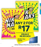 Smiba Nik Naks Maize Snack Assorted-For Any 2 x 135g