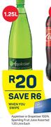 Appletiser Or Grapetiser 100% Sparkling Fruit Juice Assorted-1.25Ltr Each