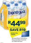 Bonaqua Water Pump Still Or Flavoured Water Assorted-6 x 750ml Per Pack