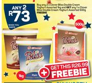 Clover Bliss Double Cream Yoghurt 2x1kg & Clover Bliss Double Cream Yoghurt 1x500g Freebie-Any 2