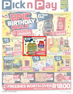 Pick n Pay Gauteng, Free State, North West, Mpumalanga, Limpopo, Northern Cape : Weekly Birthday (05 July - 11 July 2021), page 1