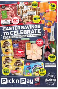 Pick n Pay Gauteng, Free State, North West, Mpumalanga, Limpopo and Northern Cape : Easter Savings 8 Days Only (11 April - 18 April 2022)