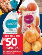 PnP Onions 2kg, Potatos 2Kg And Tomatoes 1Kg-For All