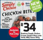 Rainbow Simply Chicken Frozen Chicken Bites With Sticky BBQ Sauce-360g 