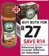 Robertsons Spices Assorted 100ml And 64-100ml Refill-For Both