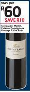 Kleine Zalze Merlot, Cabernet Sauvignon Or Pinotage-750ml Each