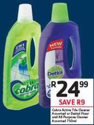 Cobra Active Tile Cleaner Assorted Or Dettol Floor And All Purpose Cleaner 750ml-Each