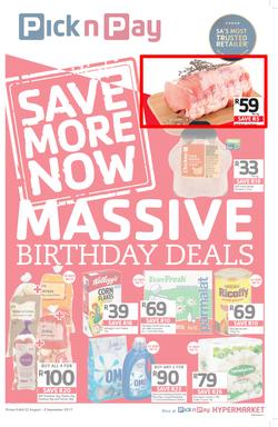 Pick n Pay : Massive Birthday Savings (22 Aug - 03 Sep 2017), page 1