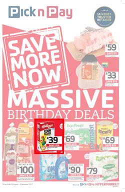Pick n Pay : Massive Birthday Savings (22 Aug - 03 Sep 2017), page 1