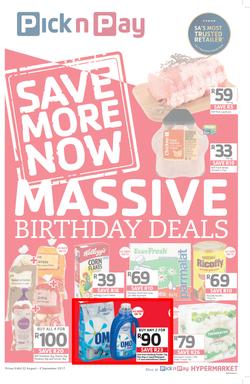 Pick n Pay : Massive Birthday Savings (22 Aug - 03 Sep 2017), page 1