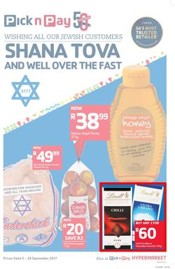 Pick n Pay : Shana Tova To All Our Jewish Customers (05 Sep - 24 Sep 2017), page 1
