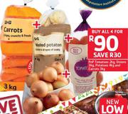 PnP Tomatoes 2Kg, Onions 3Kg, Potatoes 4kg And Carrots 3Kg-For All