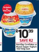 Nutriday Cornflakes Or Muesli Topper Yoghurt 150g/160gm-Each