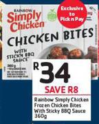 Rainbow Simply Chicken Frozen Chicken Bites With Sticky BBQ Sauce-360gm
