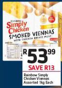 Rainbow Simply Chicken Viennas Assorted-1Kg