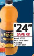 Krush 100% Fruit Juice Blend Assorted-1.5Ltr