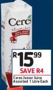 Ceres Junior Juice Assorted-1Ltr