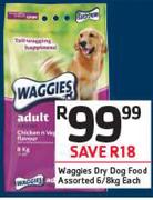 Waggies Dry Dog Food Assorted 6/8Kg-Each