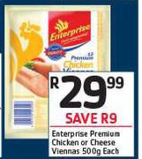 Enterprise Premium Chicken Or Cheese Viennas-500g Each