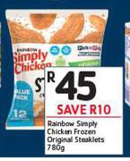 Rainbow Simply Chicken Frozen Original Steaklets-780g