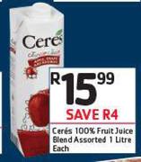 Ceres 100% Fruit Juice Blend Assorted-1Ltr Each
