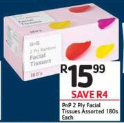 PnP 2 Ply Facial Tissues Assorted-180s Each