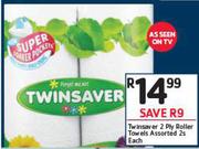 Twinsaver 2 Ply Roller Towels Assorted-2s Each