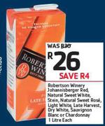 Robertson Winery Johannisberger Red, Natural Sweet White, Stein, Natural Sweet Rose, Light White, La