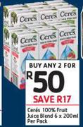 Ceres 100% Fruit Juice Blend-6 x 200ml Per Pack